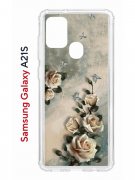 Чехол-накладка Samsung Galaxy A21S (587676) Kruche PRINT Белая роза