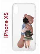Чехол-накладка iPhone X/XS Kruche Print Девочка с мишкой