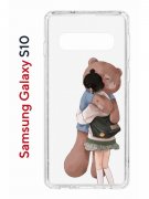 Чехол-накладка Samsung Galaxy S10 Kruche Print Девочка с мишкой