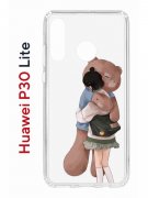 Чехол-накладка Huawei P30 Lite (585137) Kruche PRINT Девочка с мишкой