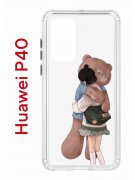Чехол-накладка Huawei P40 (583862) Kruche PRINT Девочка с мишкой