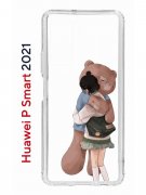 Чехол-накладка Huawei P Smart 2021 Kruche Print Девочка с мишкой