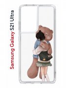 Чехол-накладка Samsung Galaxy S21 Ultra Kruche Print Девочка с мишкой
