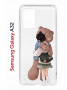 Чехол-накладка Samsung Galaxy A32 Kruche Print Девочка с мишкой
