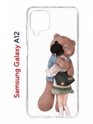 Чехол-накладка Samsung Galaxy A12 Kruche Print Девочка с мишкой