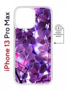 Чехол-накладка iPhone 13 Pro Max Kruche Magnet Print Purple leaves