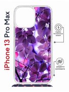 Чехол-накладка iPhone 13 Pro Max Kruche Magrope Print Purple leaves