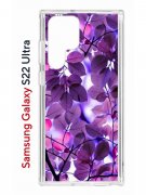 Чехол-накладка Samsung Galaxy S22 Ultra Kruche Print Purple leaves
