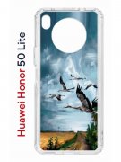 Чехол-накладка Huawei 50 Lite/Nova 8i Kruche Print Журавли