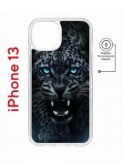 Чехол-накладка Apple iPhone 13 (610627) Kruche PRINT Дикий леопард