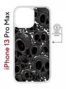 Чехол-накладка iPhone 13 Pro Max Kruche Magnet Print Skull gray