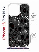 Чехол-накладка iPhone 13 Pro Max Kruche Magrope Print Skull gray