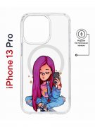 Чехол-накладка Apple iPhone 13 Pro (610631) Kruche PRINT Pink Hair