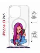 Чехол-накладка Apple iPhone 13 Pro (610630) Kruche PRINT Pink Hair
