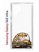 Чехол-накладка Samsung Galaxy S22 Ultra (610632) Kruche PRINT тигр первый снег