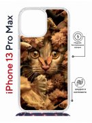 Чехол-накладка iPhone 13 Pro Max Kruche Magrope Print Котик с рыбками