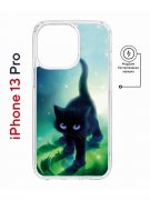 Чехол-накладка iPhone 13 Pro Kruche Magnet Print Черный кот