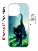 Чехол-накладка iPhone 13 Pro Max Kruche Magnet Print Черный кот