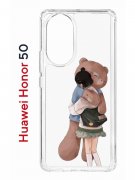 Чехол-накладка Huawei Honor 50/Nova 9 Kruche Print Девочка с мишкой