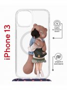 Чехол-накладка iPhone 13 Kruche Magrope Print Девочка с мишкой