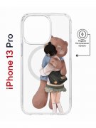 Чехол-накладка iPhone 13 Pro Kruche Magnet Print Девочка с мишкой