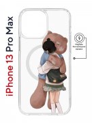 Чехол-накладка iPhone 13 Pro Max Kruche Magnet Print Девочка с мишкой