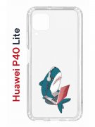 Чехол-накладка Huawei P40 Lite  (588940) Kruche PRINT Акула