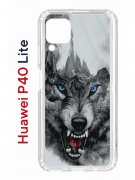 Чехол-накладка Huawei P40 Lite  (588940) Kruche PRINT Волк