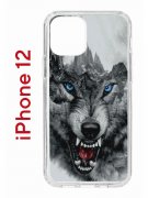Чехол-накладка iPhone 12/12 Pro Kruche Print Волк