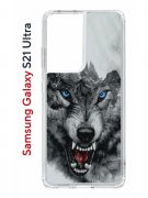 Чехол-накладка Samsung Galaxy S21 Ultra Kruche Print Волк