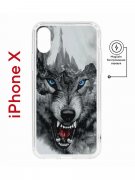 Чехол-накладка Apple iPhone X (598892) Kruche PRINT Волк