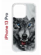 Чехол-накладка Apple iPhone 13 Pro (606543) Kruche PRINT Волк