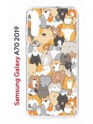 Чехол-накладка Samsung Galaxy A70 2019 Kruche Print Котики