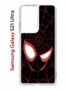 Чехол-накладка Samsung Galaxy S21 Ultra (594675) Kruche PRINT Человек-Паук черный