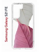 Чехол-накладка Samsung Galaxy S21 FE Kruche Print Pink and white