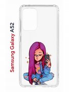 Чехол-накладка Samsung Galaxy A52 (598894) Kruche PRINT Pink Hair