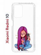 Чехол-накладка Xiaomi Redmi 10 (612846) Kruche PRINT Pink Hair