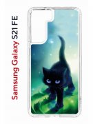 Чехол-накладка Samsung Galaxy S21 FE Kruche Print Черный кот