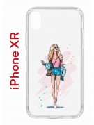 Чехол-накладка iPhone XR Kruche Print Fashion Girl