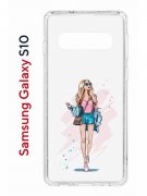 Чехол-накладка Samsung Galaxy S10 Kruche Print Fashion Girl