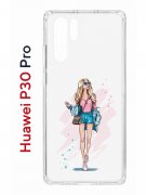 Чехол-накладка Huawei P30 Pro Kruche Print Fashion Girl