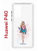Чехол-накладка Huawei P40 Kruche Print Fashion Girl