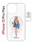 Чехол-накладка iPhone 13 Pro Max Kruche Magnet Print Fashion Girl