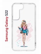Чехол-накладка Samsung Galaxy S22 Kruche Print Fashion Girl