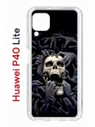 Чехол-накладка Huawei P40 Lite Kruche Print Skull Hands