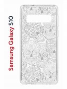 Чехол-накладка Samsung Galaxy S10 Kruche Print Skull White
