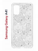 Чехол-накладка Samsung Galaxy A41 Kruche Print Skull White