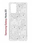 Чехол-накладка Samsung Galaxy Note 20 Kruche Print Skull White