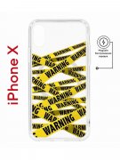 Чехол-накладка iPhone X/XS Kruche Magnet Print Warning