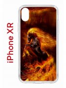 Чехол-накладка iPhone XR Kruche Print Конь огонь
